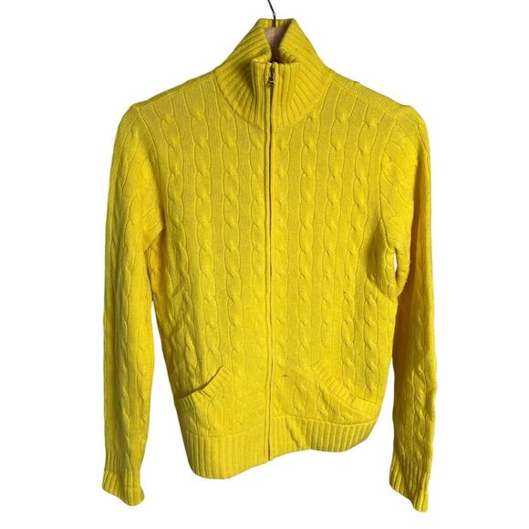 Ralph Lauren Medium Yellow Women's Knit Sweater Gold Zippers - Picture 1 of 6